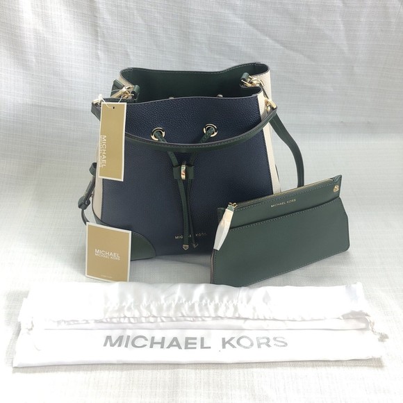 Michael Kors Handbags - NWT MICHAEL KORS Mercer Moss Green Leather Med. Crossbody Bag With Clutch/Wallet